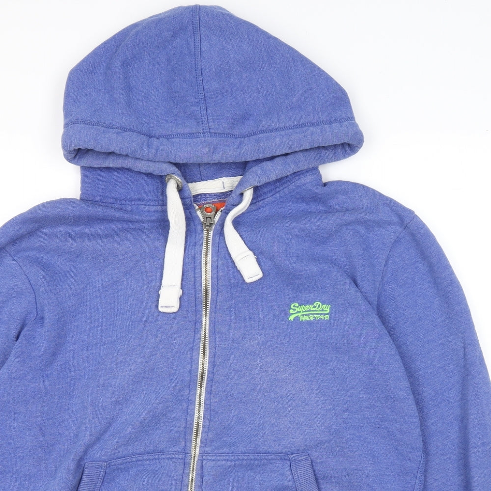 Superdry Mens Blue Cotton Full Zip Hoodie Size L