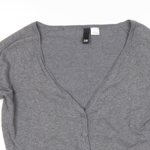 H&M Womens Grey V-Neck Cotton Cardigan Jumper Size 38