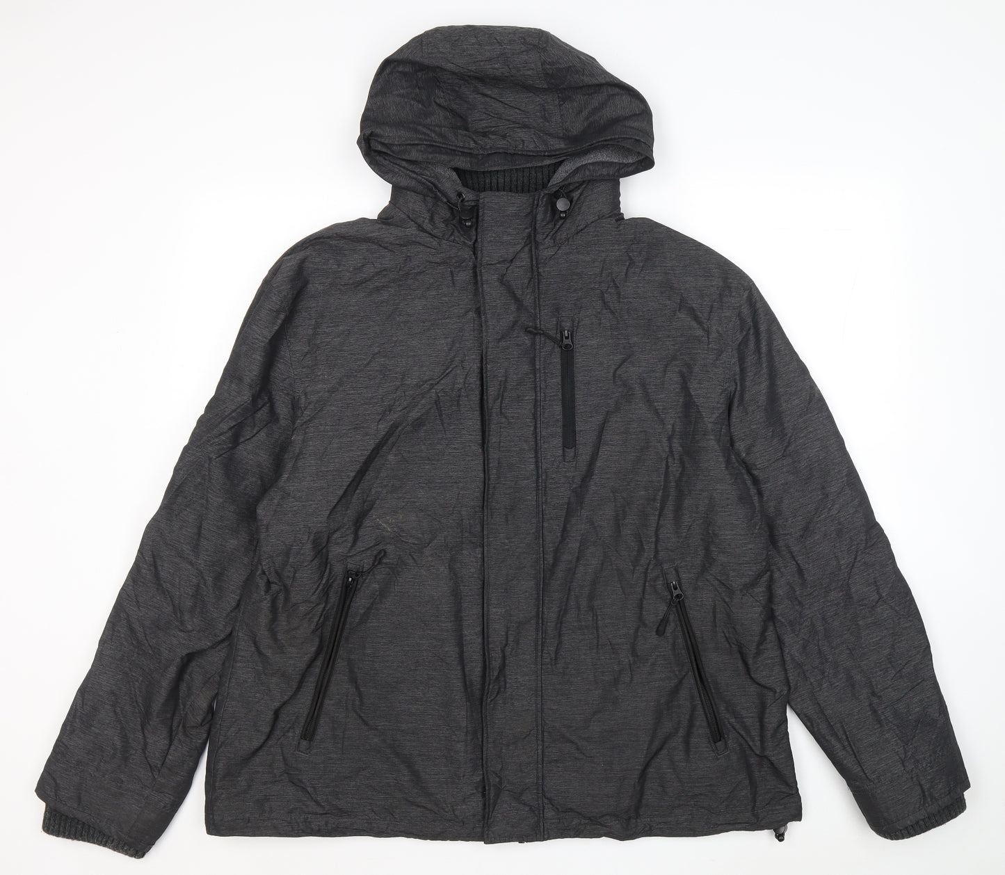 TU Mens Grey Rain Coat Coat Size XL Zip
