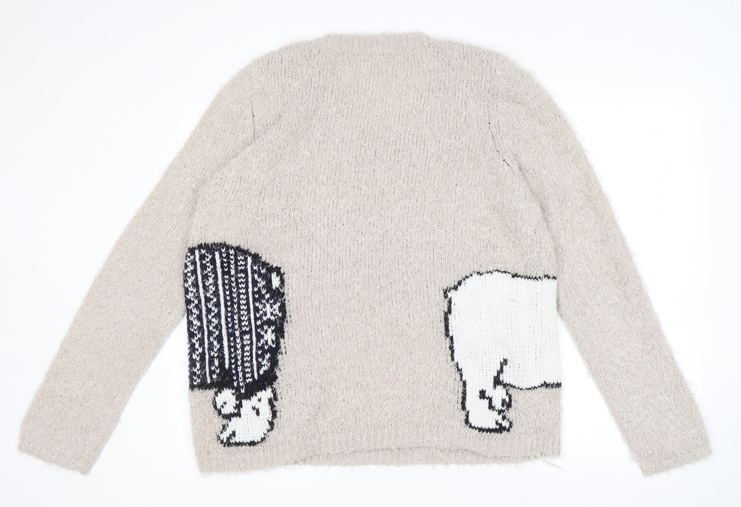 George Womens Beige Scoop Neck Polyester Pullover Jumper Size 20 - Polar Bears Christmas