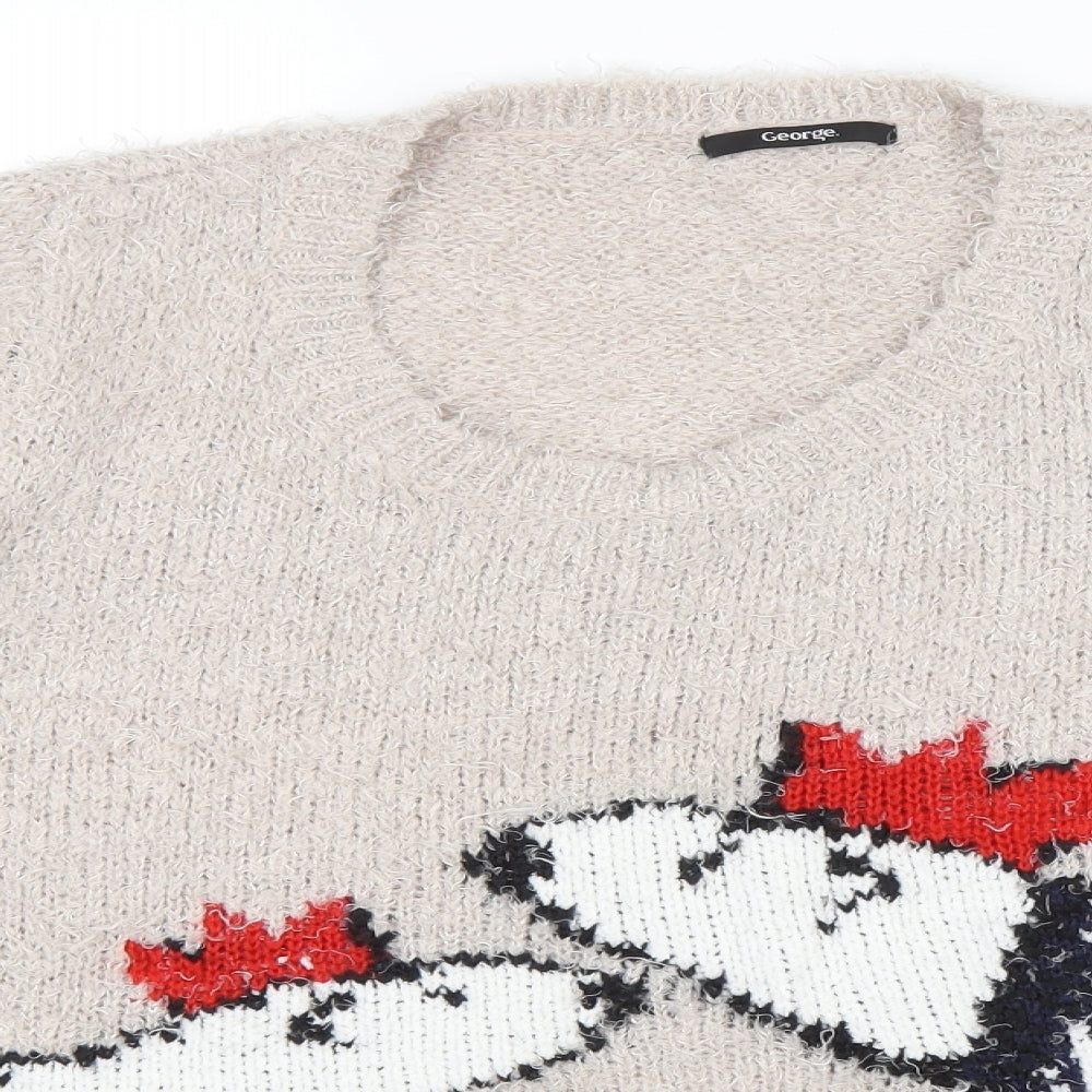 George Womens Beige Scoop Neck Polyester Pullover Jumper Size 20 - Polar Bears Christmas