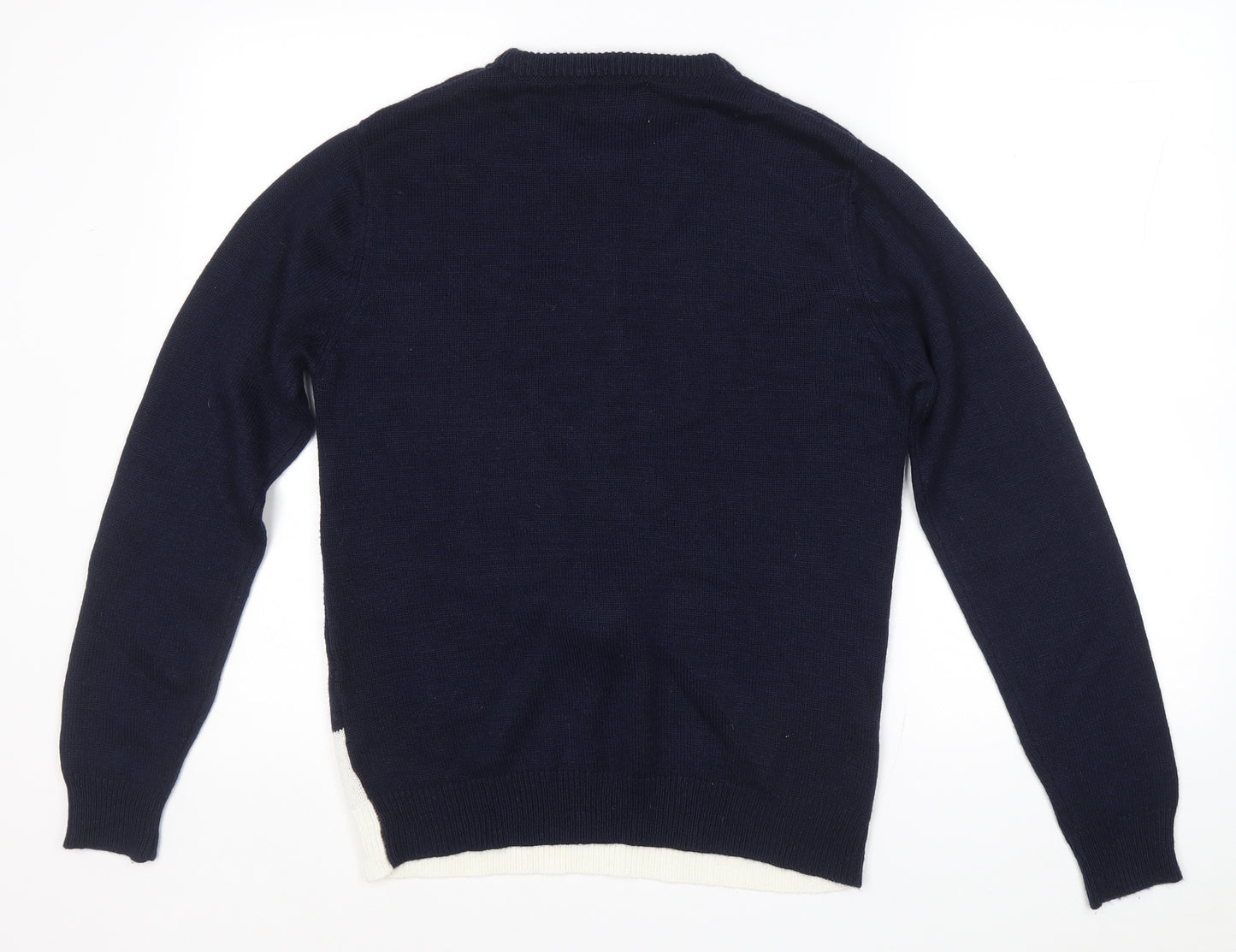 Primark Mens Black Round Neck Acrylic Pullover Jumper Size XS - Reindeer Christmas