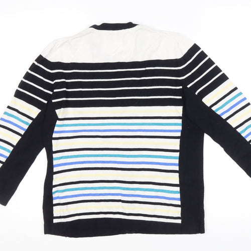 CC Womens Multicoloured Round Neck Striped Viscose Cardigan Jumper Size M