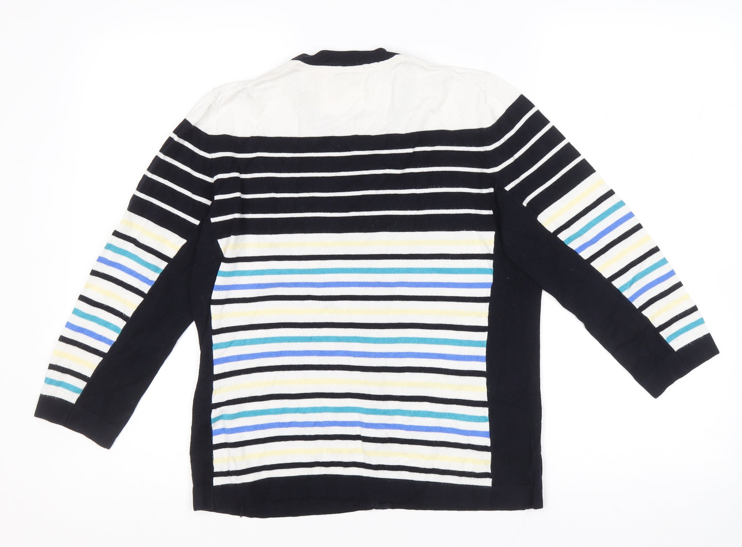 CC Womens Multicoloured Round Neck Striped Viscose Cardigan Jumper Size M