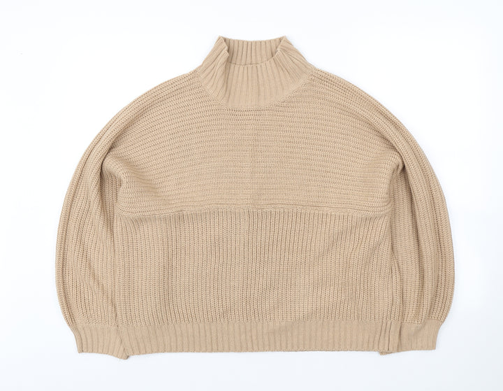 PEP & CO Womens Brown High Neck Acrylic Pullover Jumper Size L