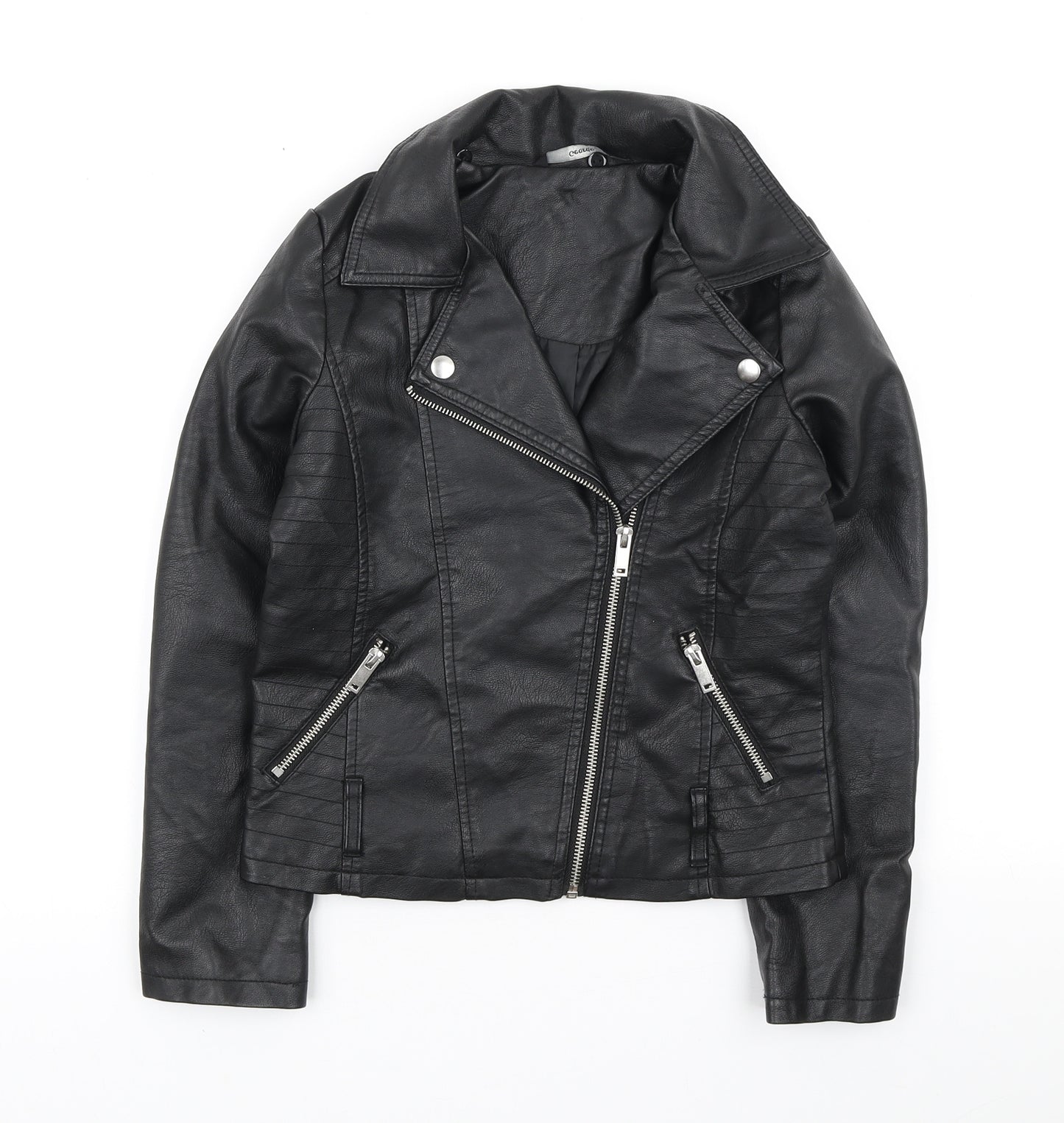 George Girls Black Biker Jacket Size 7-8 Years Zip - Pleather