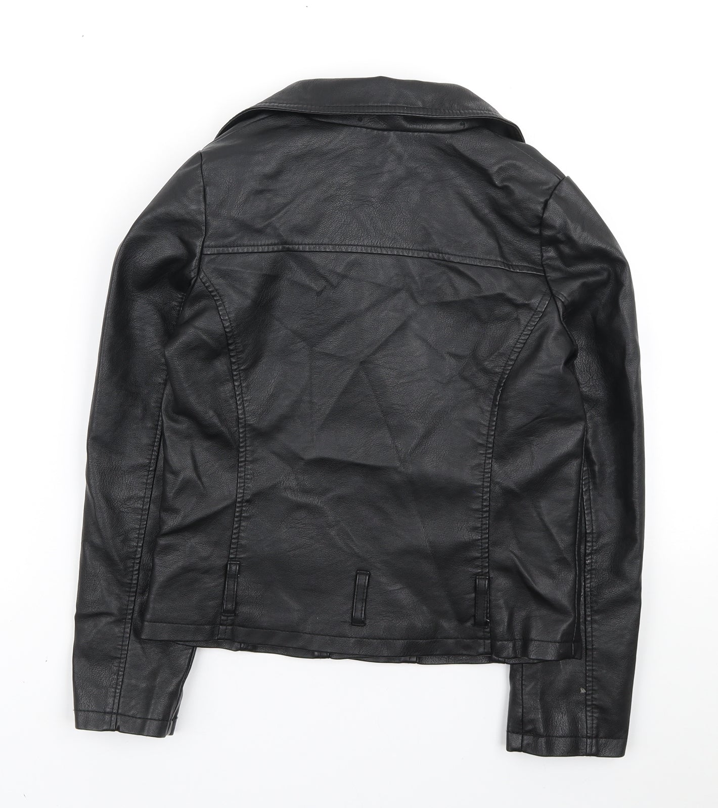 George Girls Black Biker Jacket Size 7-8 Years Zip - Pleather