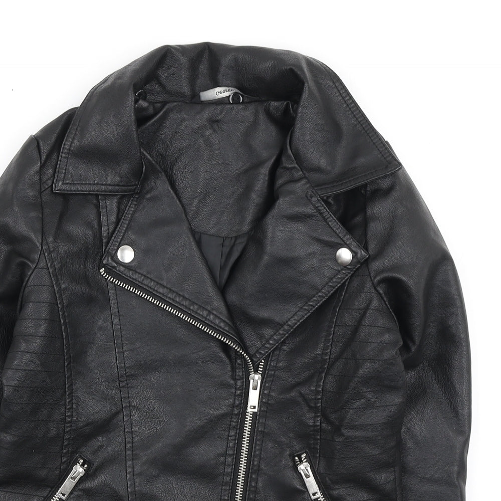 George Girls Black Biker Jacket Size 7-8 Years Zip - Pleather