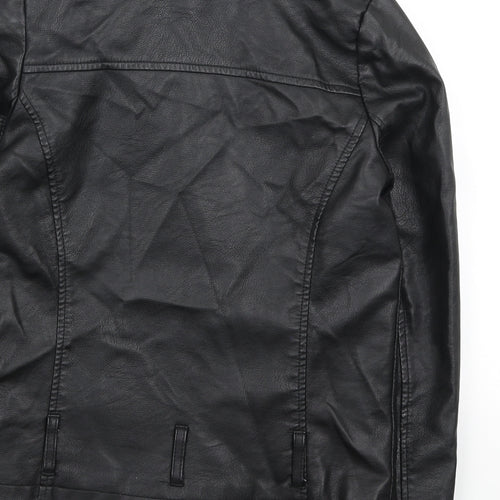 George Girls Black Biker Jacket Size 7-8 Years Zip - Pleather