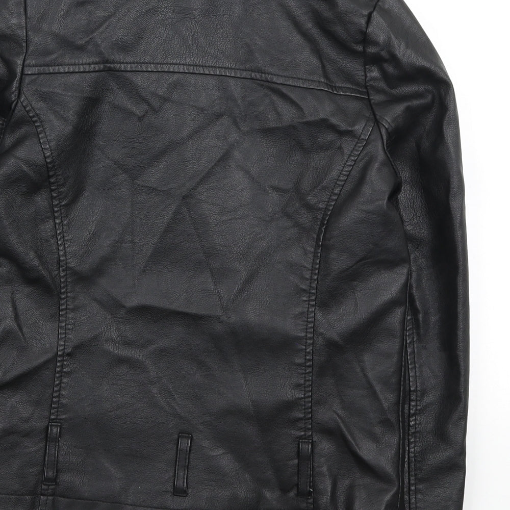 George Girls Black Biker Jacket Size 7-8 Years Zip - Pleather