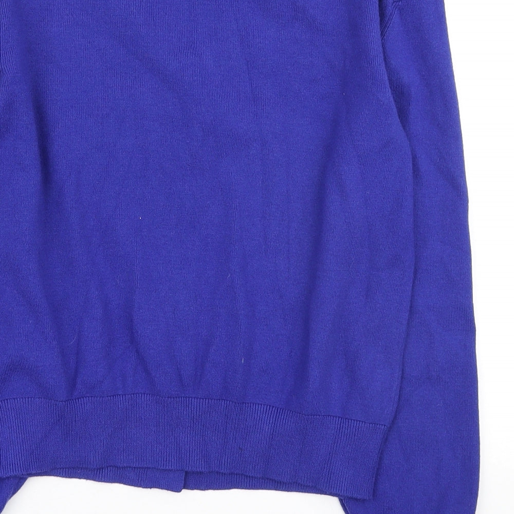 Marks and Spencer Womens Blue V-Neck Polyester Cardigan Jumper Size S