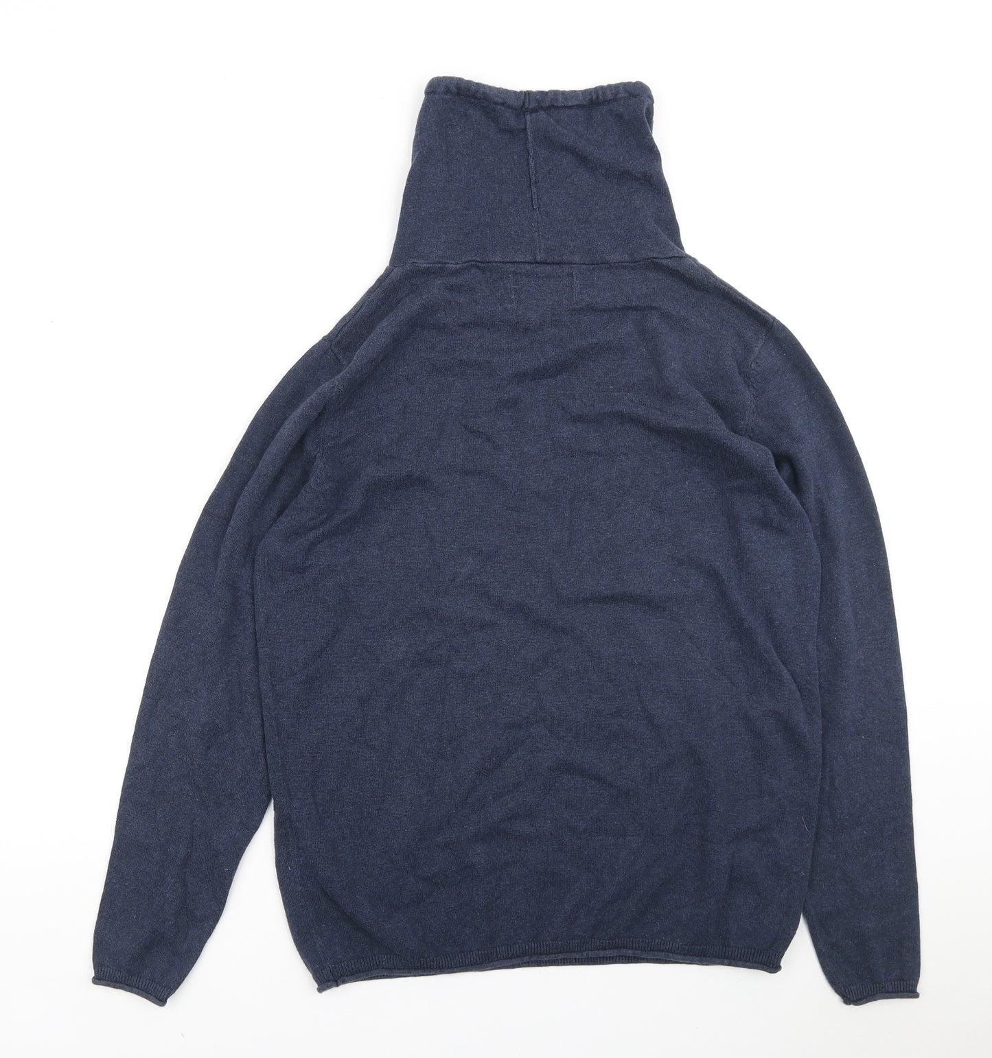 Springfield Womens Blue High Neck Cotton Pullover Jumper Size M