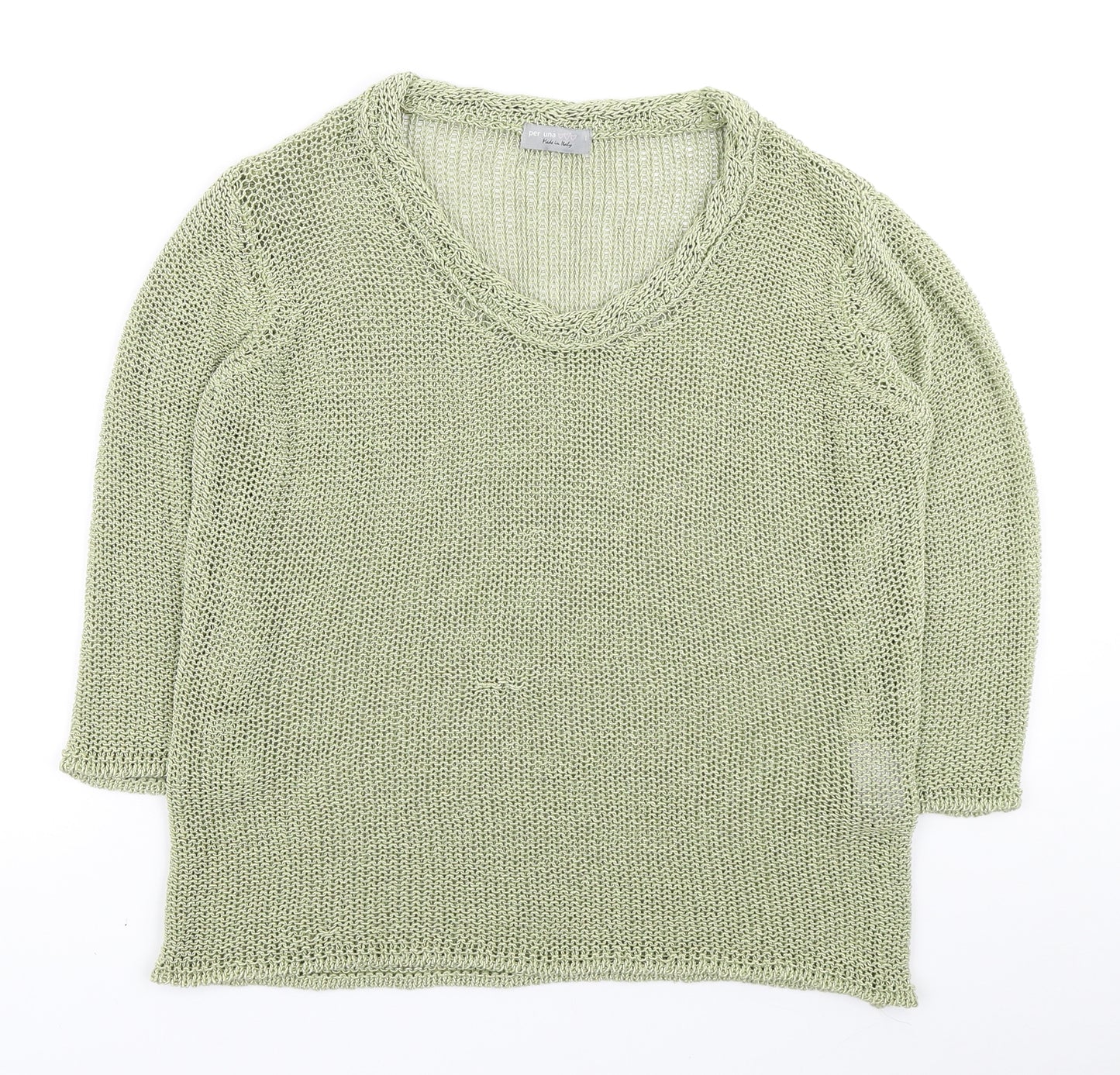 Marks and Spencer Womens Green Round Neck Acrylic Pullover Jumper Size L