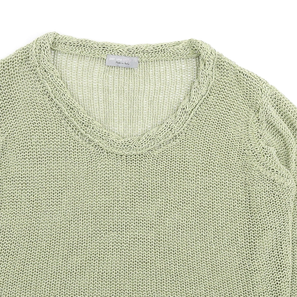 Marks and Spencer Womens Green Round Neck Acrylic Pullover Jumper Size L