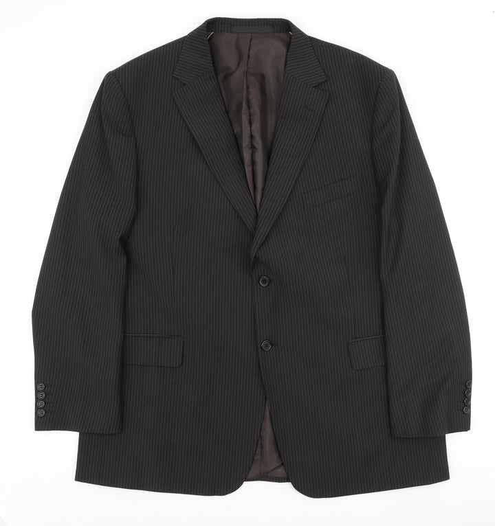 Marks and Spencer Mens Brown Striped Polyester Jacket Suit Jacket Size 46 - washable suit