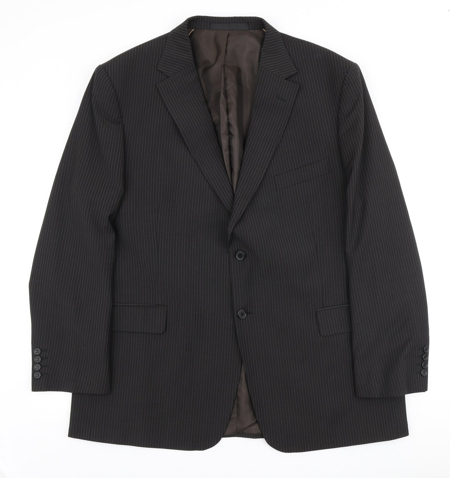 Marks and Spencer Mens Brown Striped Polyester Jacket Suit Jacket Size 46 - washable suit
