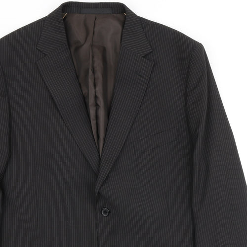 Marks and Spencer Mens Brown Striped Polyester Jacket Suit Jacket Size 46 - washable suit