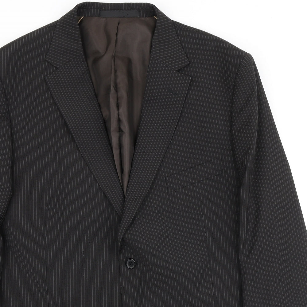 Marks and Spencer Mens Brown Striped Polyester Jacket Suit Jacket Size 46 - washable suit