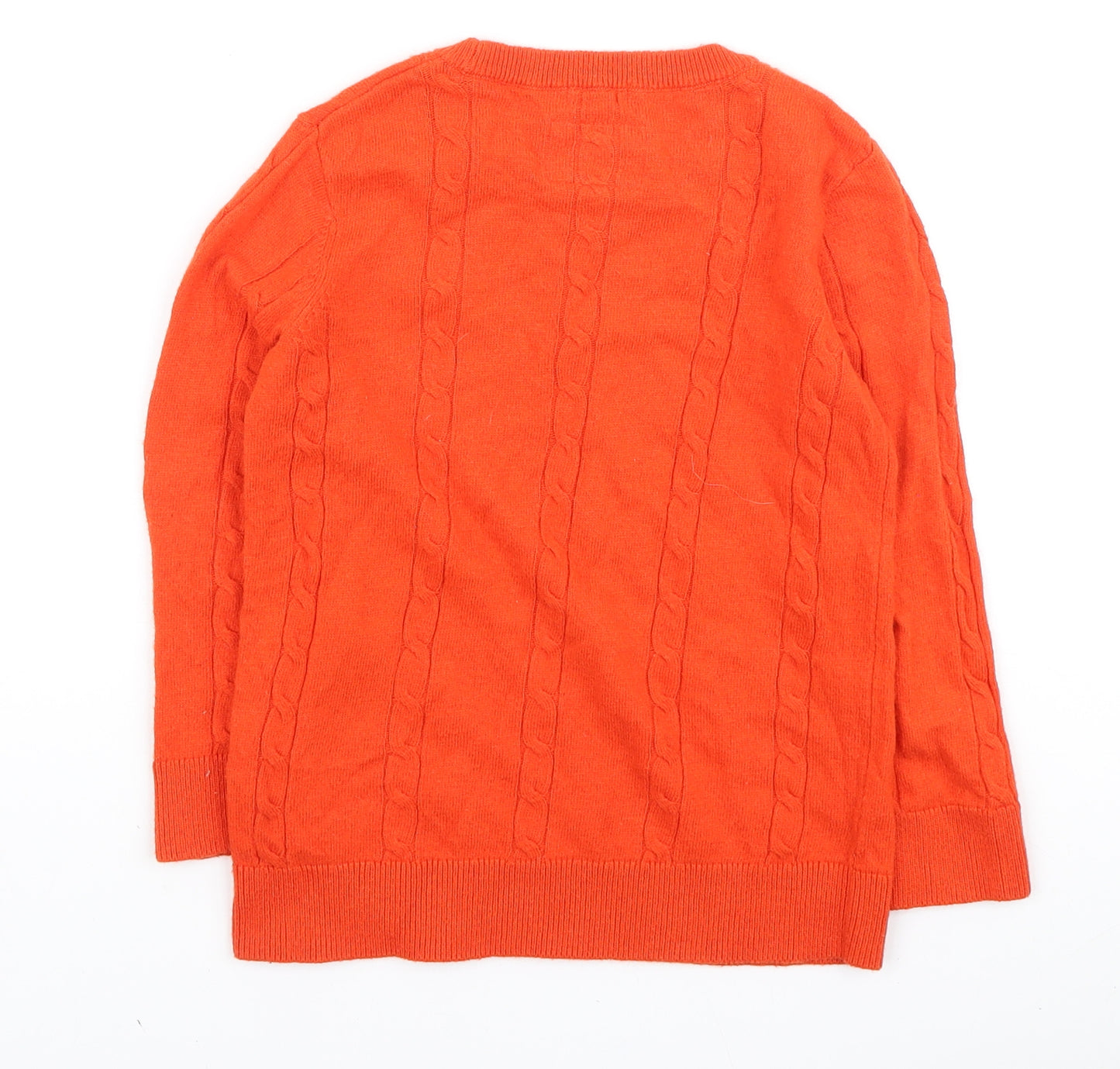 Jasper Conran Girls Orange Round Neck Acrylic Pullover Jumper Size 7-8 Years