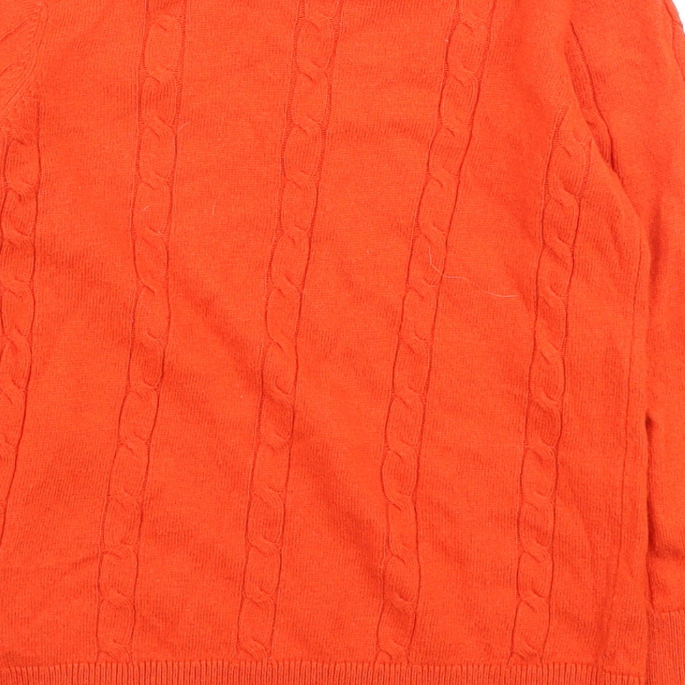 Jasper Conran Girls Orange Round Neck Acrylic Pullover Jumper Size 7-8 Years