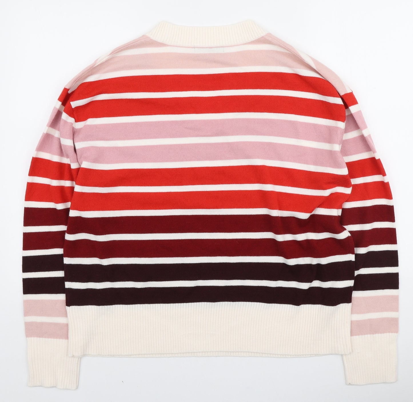 Marks and Spencer Womens Multicoloured V-Neck Striped Acrylic Pullover Jumper Size 20