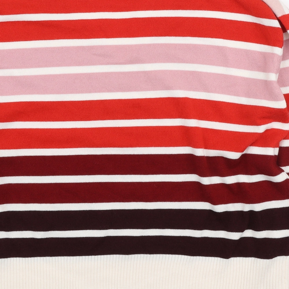 Marks and Spencer Womens Multicoloured V-Neck Striped Acrylic Pullover Jumper Size 20