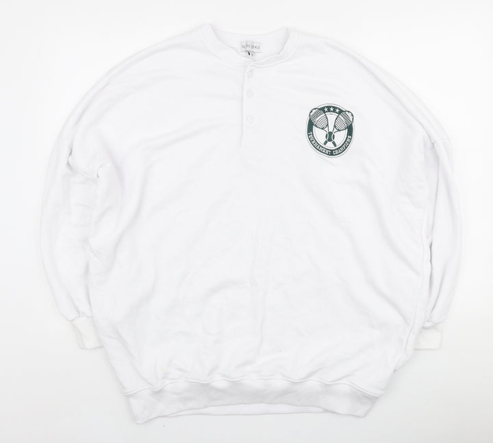 In the Style Womens White Polyester Henley Sweatshirt Size 10 Button - Tournament Champions