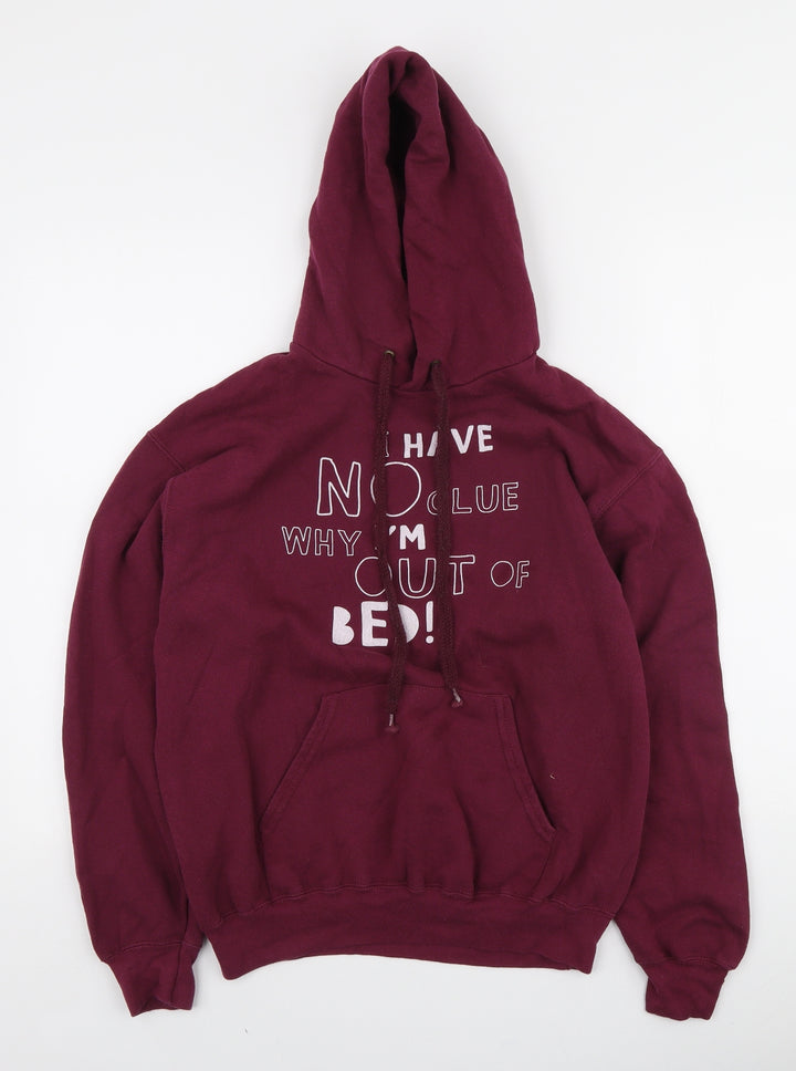 Fruit of the Loom Womens Purple Cotton Pullover Hoodie Size M - I Have no idea why I'm out of bed