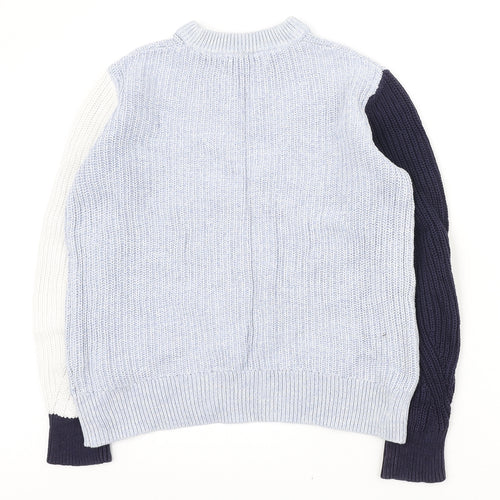 Marks and Spencer Womens Blue Round Neck Cotton Pullover Jumper Size S