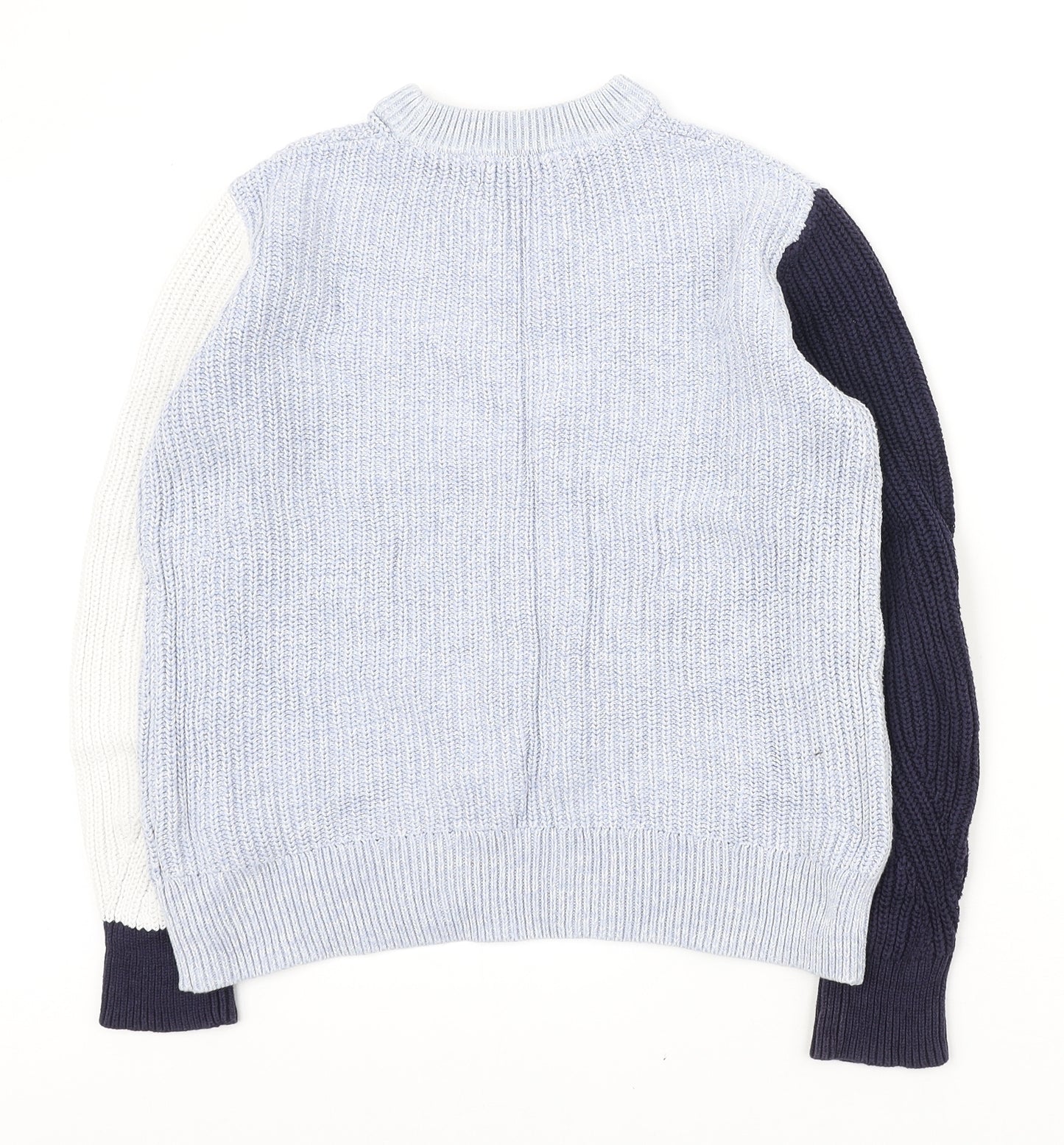 Marks and Spencer Womens Blue Round Neck Cotton Pullover Jumper Size S