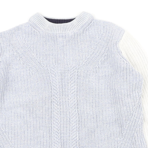 Marks and Spencer Womens Blue Round Neck Cotton Pullover Jumper Size S