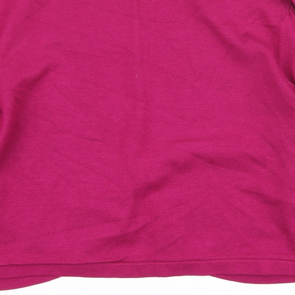 Laura Ashley Womens Pink V-Neck Viscose Cardigan Jumper Size 16 - Bow Detail on Sleeve