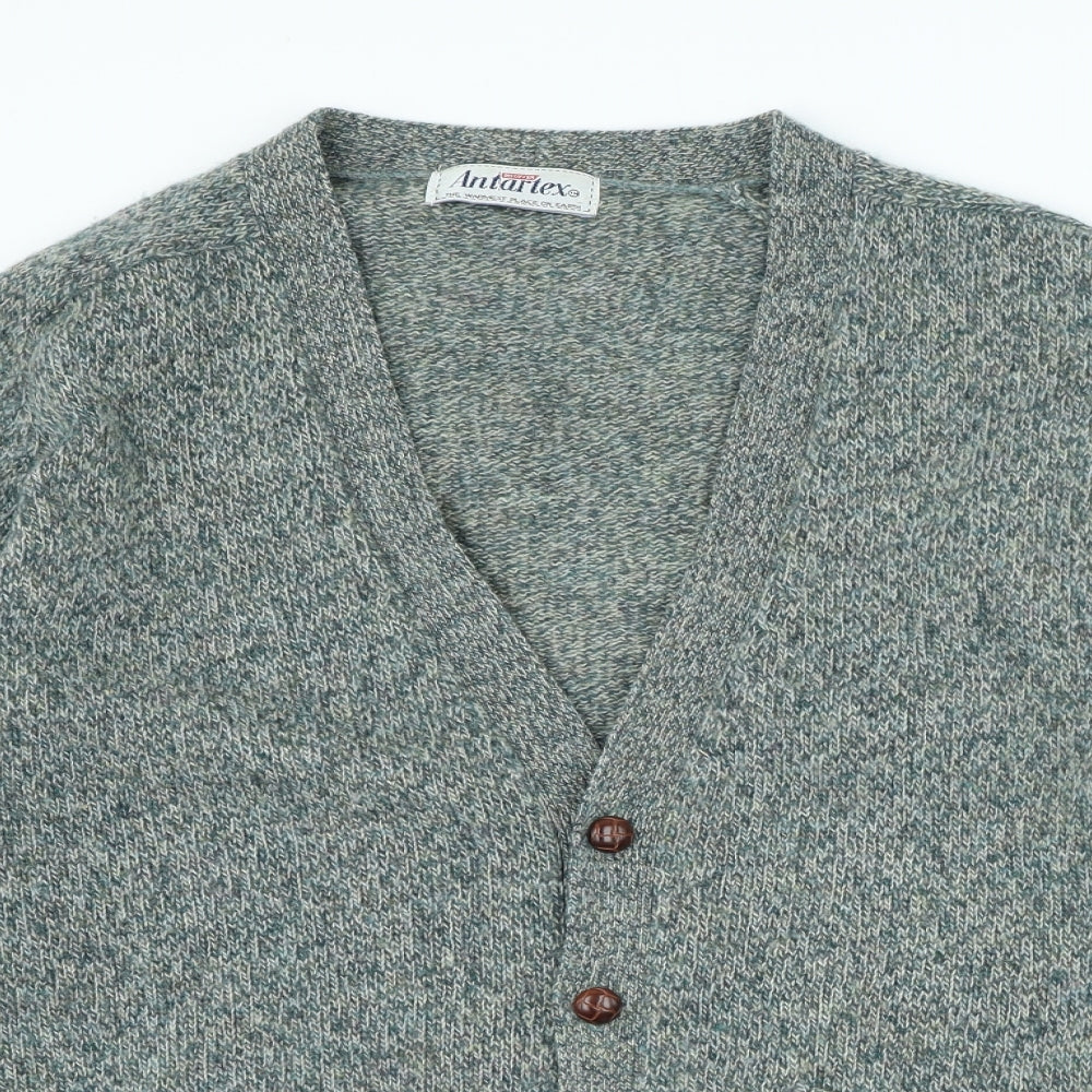 Antartex Womens Grey V-Neck Wool Cardigan Jumper Size M