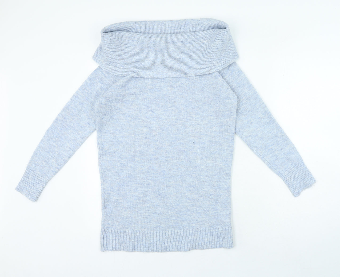 Papaya Womens Blue Roll Neck Acrylic Pullover Jumper Size S