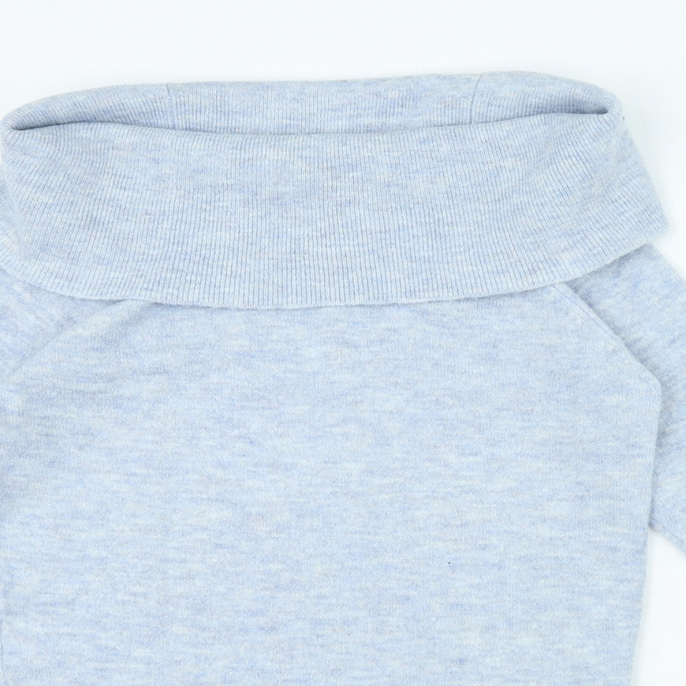 Papaya Womens Blue Roll Neck Acrylic Pullover Jumper Size S