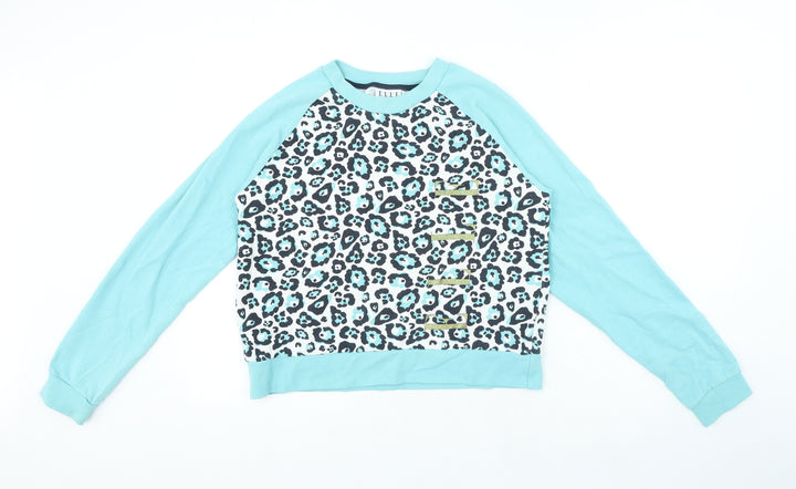 ELLE Girls Blue Animal Print Polyester Pullover Sweatshirt Size 14-15 Years