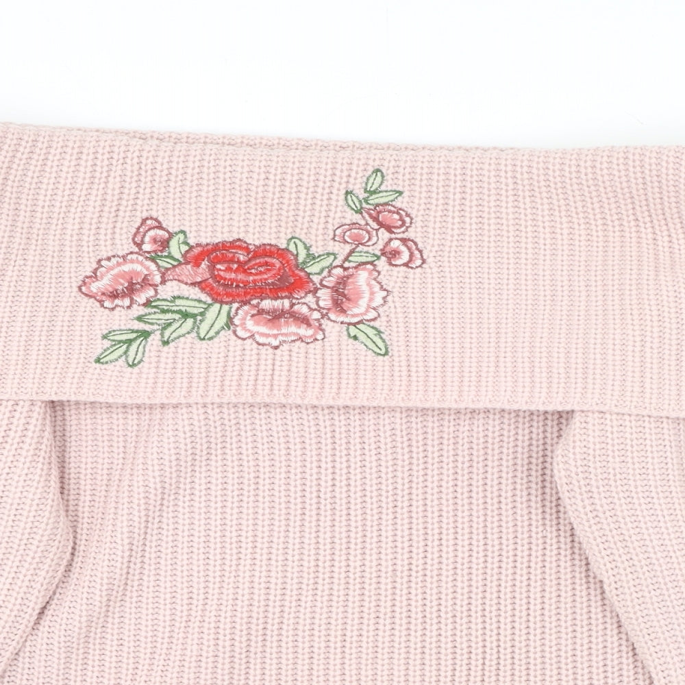 Be You Womens Pink Boat Neck Acrylic Pullover Jumper Size 16