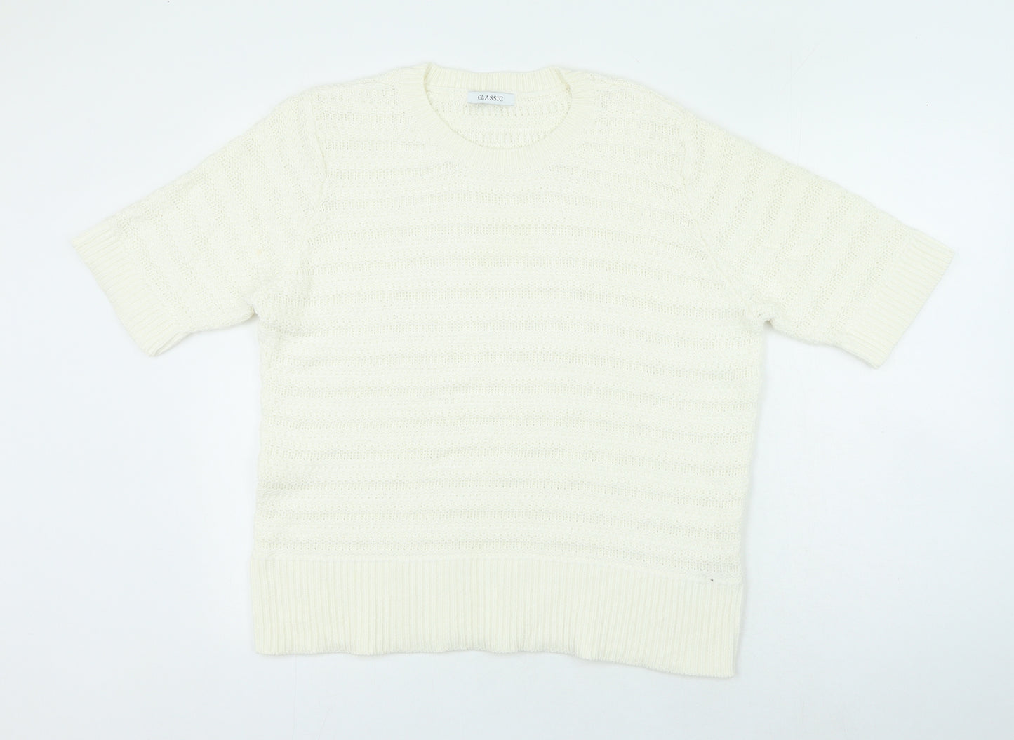 Marks and Spencer Womens White Crew Neck Polyester Pullover Jumper Size 22