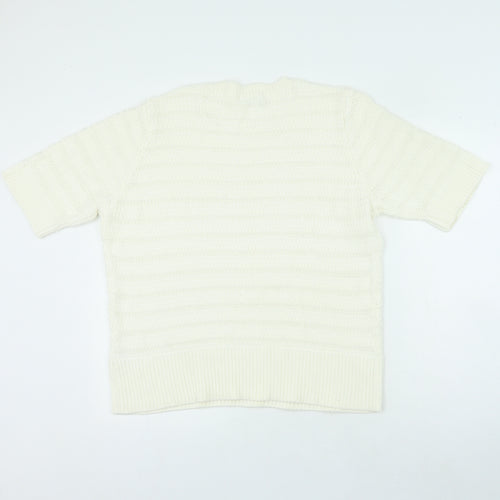 Marks and Spencer Womens White Crew Neck Polyester Pullover Jumper Size 22