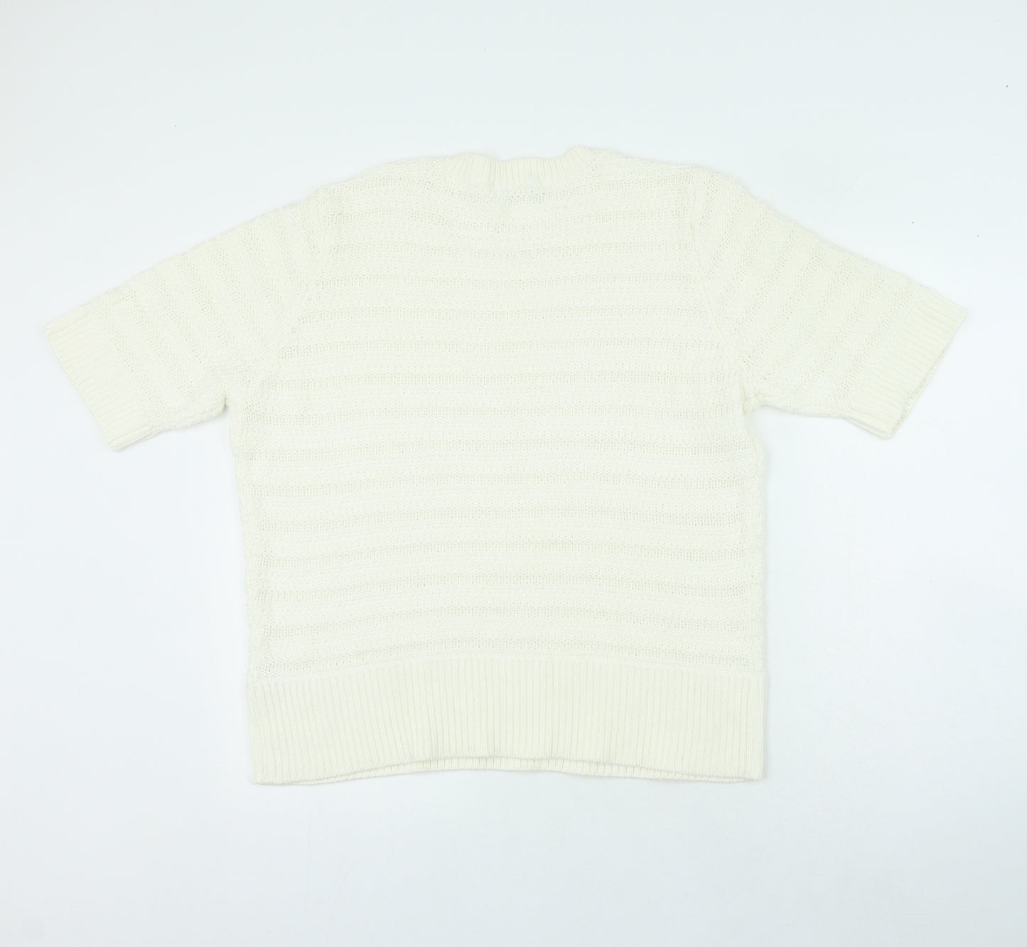 Marks and Spencer Womens White Crew Neck Polyester Pullover Jumper Size 22