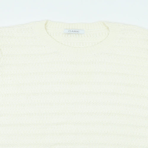Marks and Spencer Womens White Crew Neck Polyester Pullover Jumper Size 22