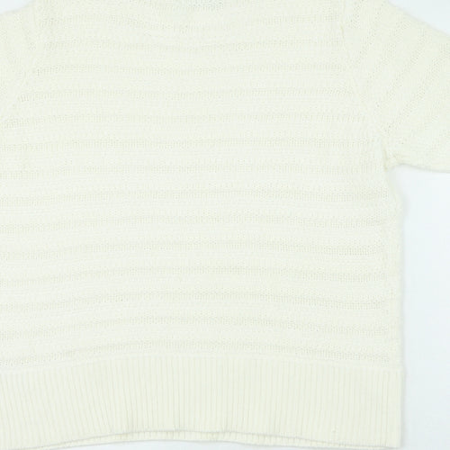 Marks and Spencer Womens White Crew Neck Polyester Pullover Jumper Size 22