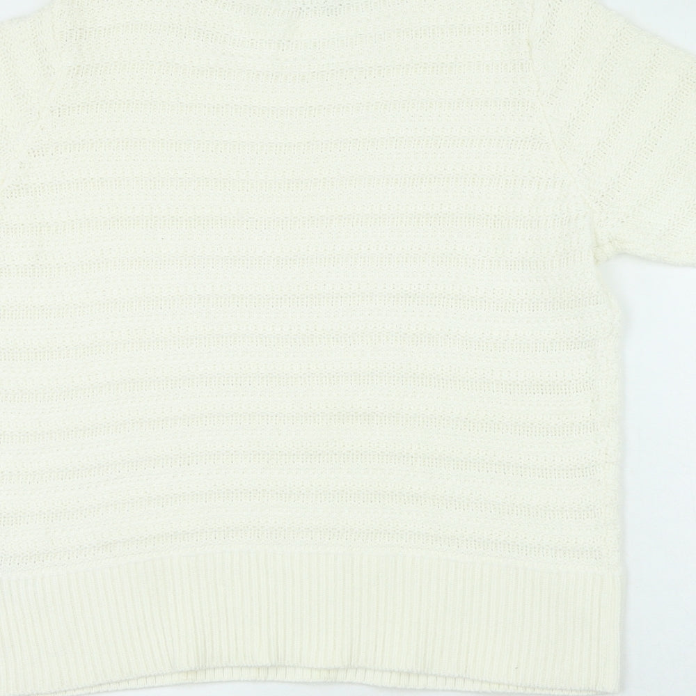Marks and Spencer Womens White Crew Neck Polyester Pullover Jumper Size 22