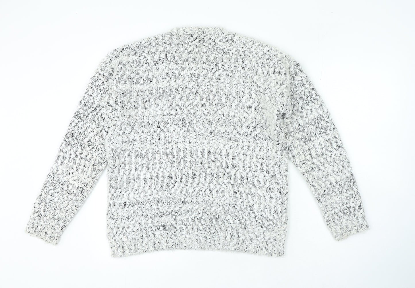 Amara Reya Womens Grey Crew Neck Polyester Pullover Jumper Size L