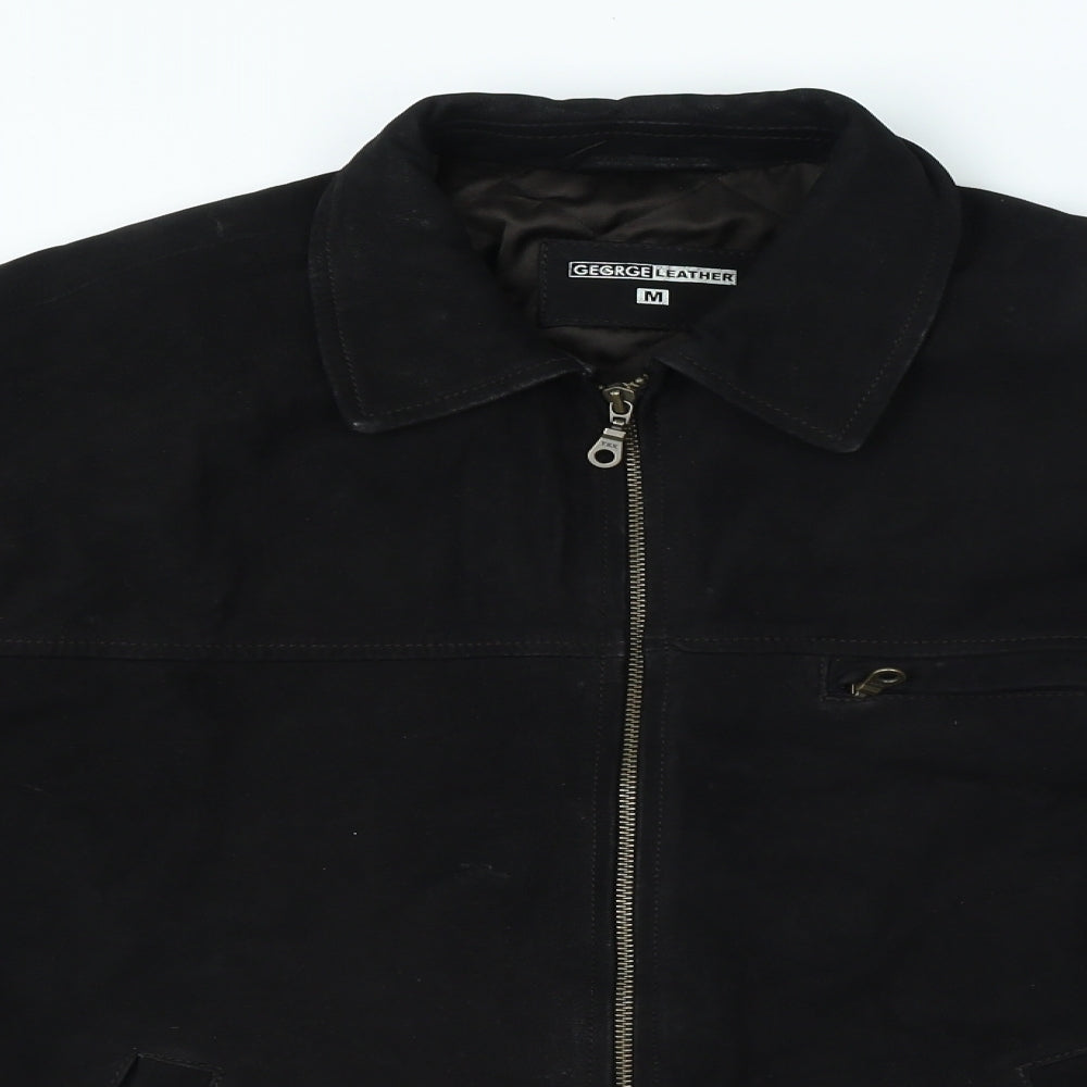 George Leather Mens Black Jacket Coat Size M Zip