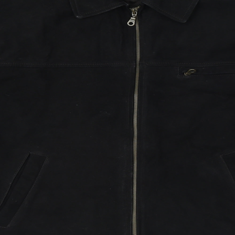George Leather Mens Black Jacket Coat Size M Zip