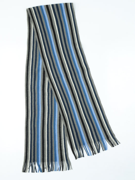 Preworn Mens Blue Striped Acrylic Scarf One Size