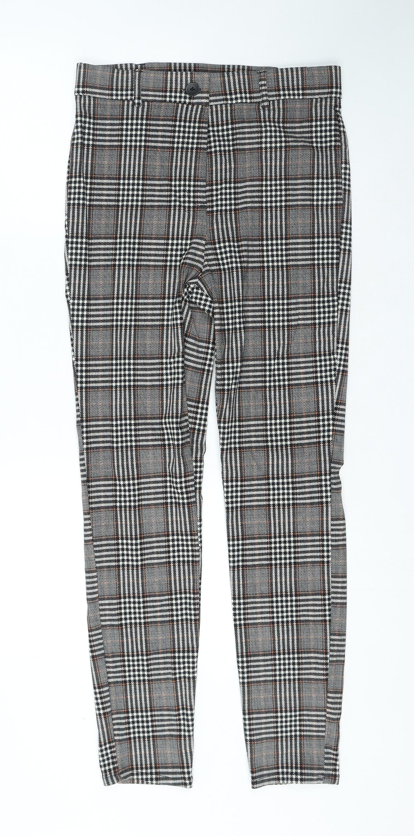 Primark Womens Multicoloured Check Viscose Trousers Size 14 L28 in Regular Zip