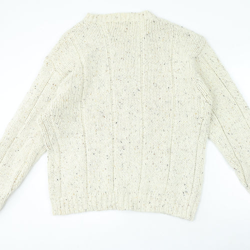 LERROS Womens Beige V-Neck Cotton Pullover Jumper Size XL