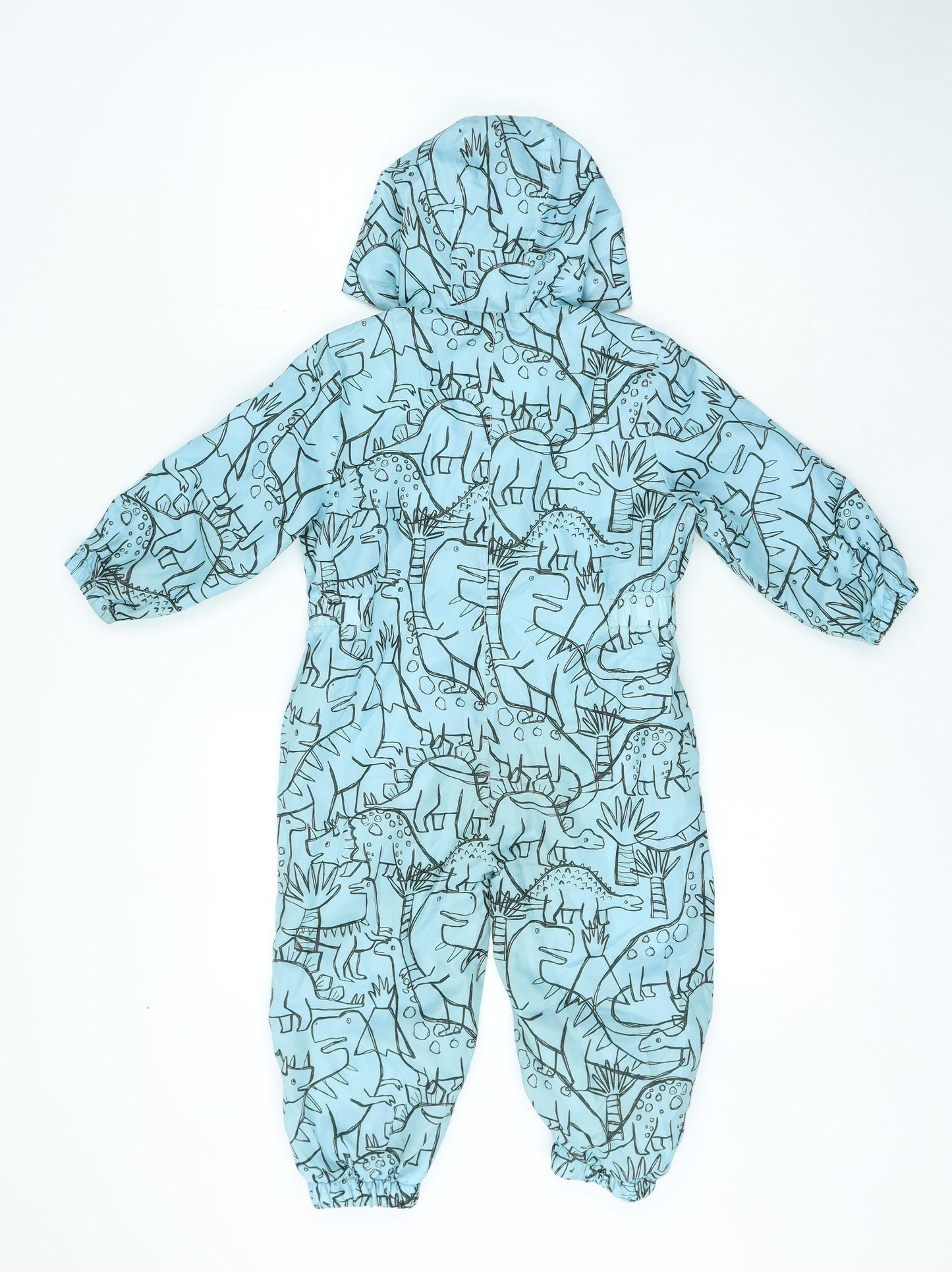 TU Boys Blue Geometric Quilted Snowsuit Size 2-3 Years Zip - Dinosaur
